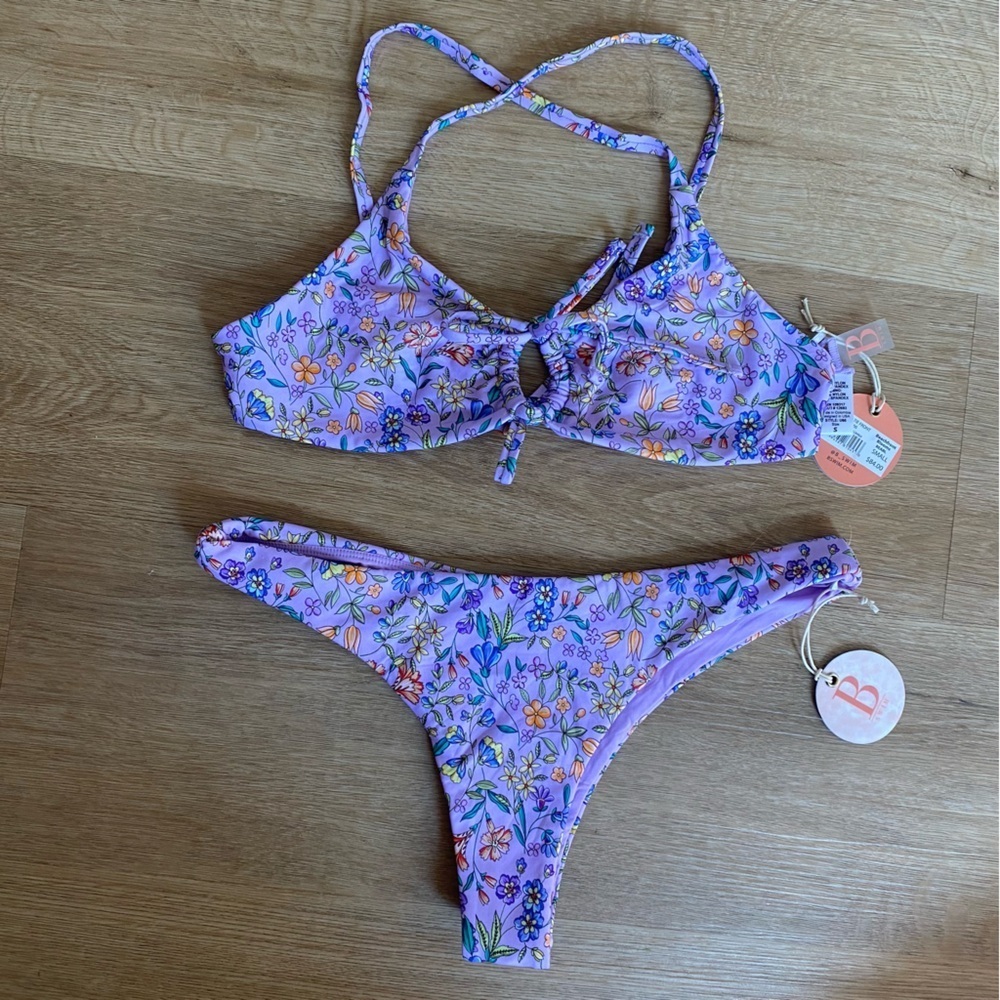 Revolve x B Swim Beachfront Blooms floral cheeky bikini set
